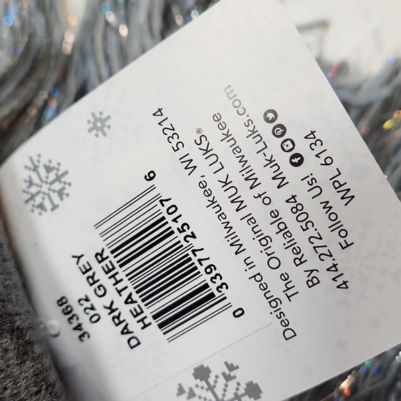 NWT Muk Luks 67" tassel Scarf, Dark Grey Heather OSFM Designed in Milwau… - Picture 9 of 13